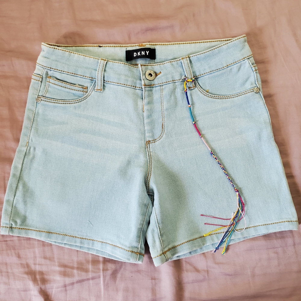 DKNY Light Blue Jean Shorts with Colorful Accent
